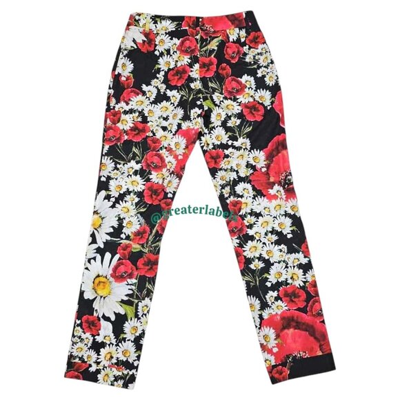 Dolce & Gabbana Daisy Poppy Print Straight Leg Pants SS 2013 Size IT 36 US 6 - Picture 4 of 14